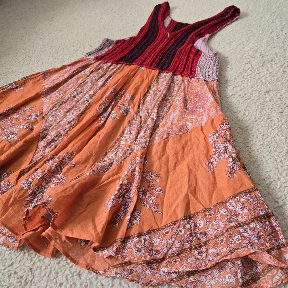 FREE PEOPLE Katie's Crochet Bodice Mini Dress in Red $168 Womens Size XS - Picture 13 of 13